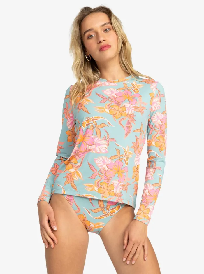 Roxy Rashguards Sea Skippin Long Sleeve Rashguard Blue Surf Kartoffel Tropical 8211 Women