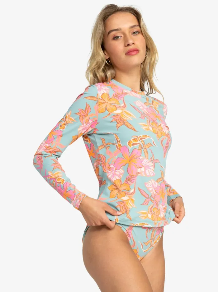 Roxy Rashguards Sea Skippin Long Sleeve Rashguard Blue Surf Kartoffel Tropical 8211 Women