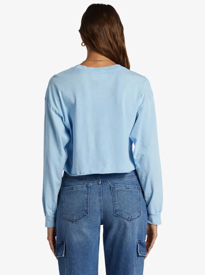 Roxy Tops Simple Surf Oversized Long Sleeve TShirt Clear Sky 8211 Women