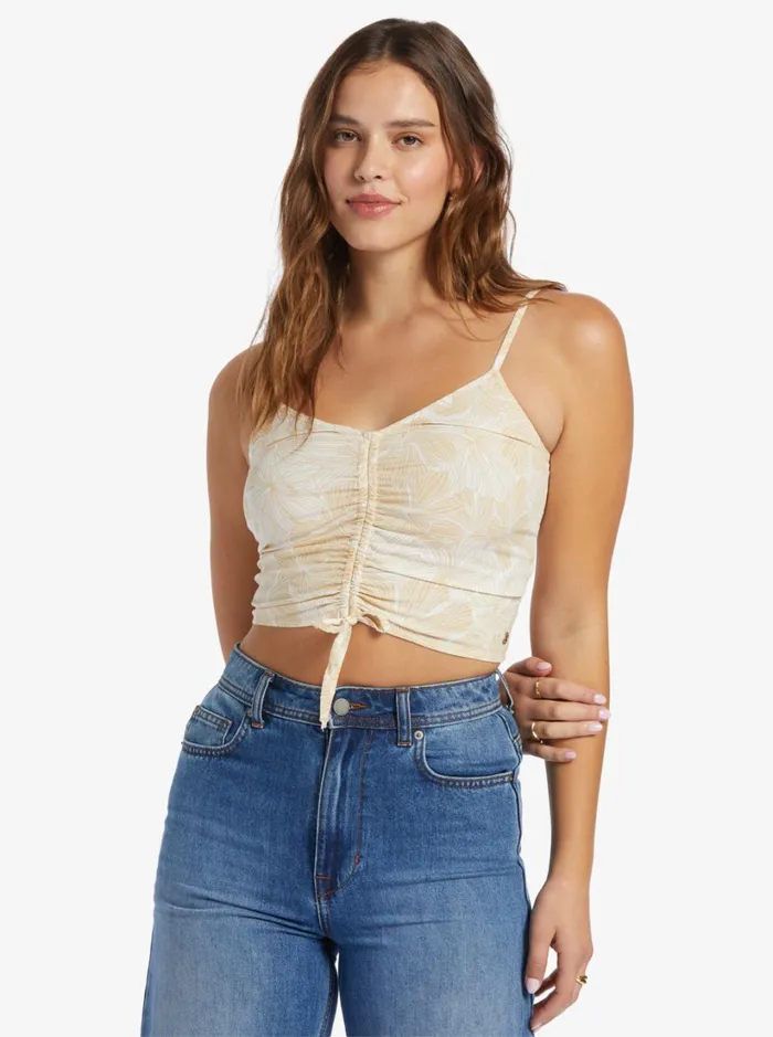 Roxy Tops Vibrant Light Strappy Crop Top Tapioca Crazy Hibiscus 8211 Women