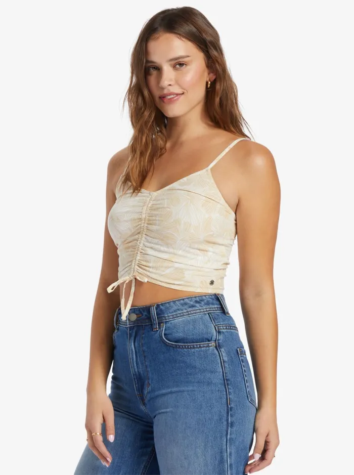 Roxy Tops Vibrant Light Strappy Crop Top Tapioca Crazy Hibiscus 8211 Women