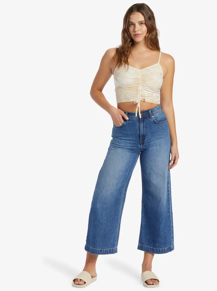 Roxy Tops Vibrant Light Strappy Crop Top Tapioca Crazy Hibiscus 8211 Women