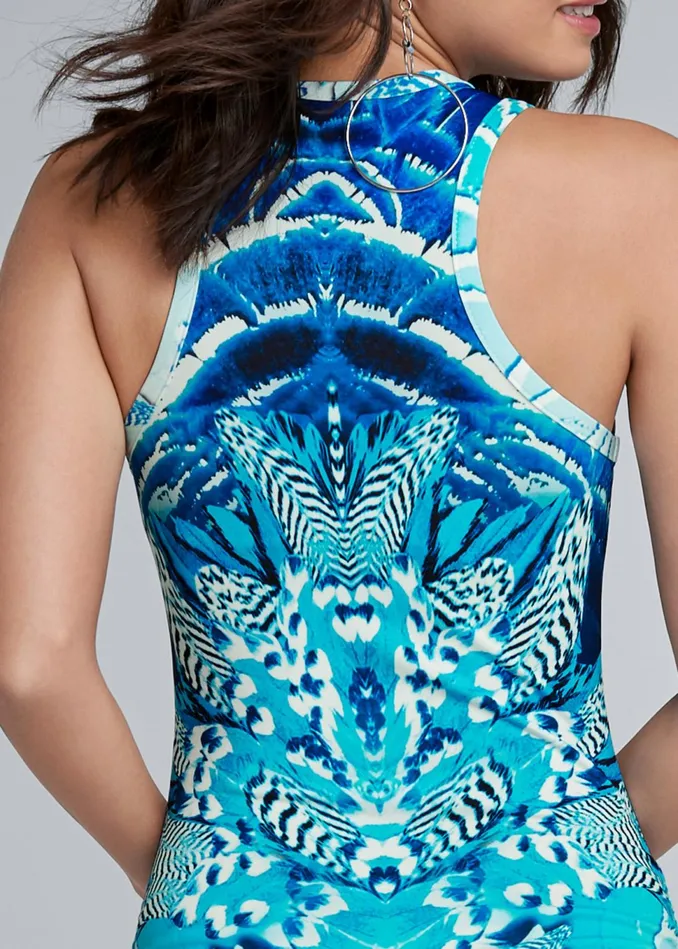 RUCHED PRINTED MAXI DRESS Blue Multi Women VENUS Maxi Dresses