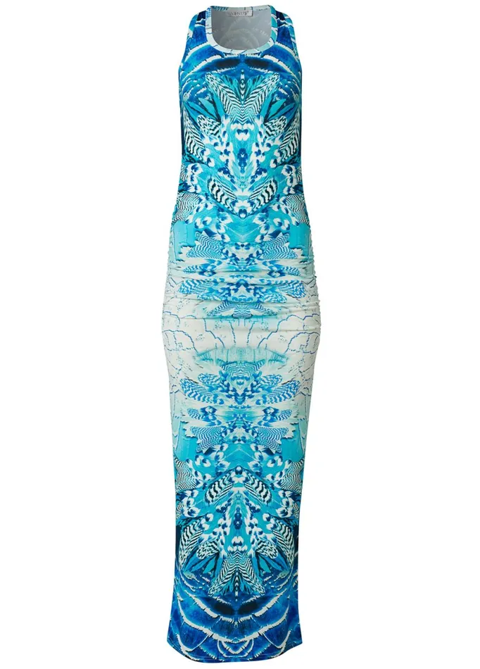 RUCHED PRINTED MAXI DRESS Blue Multi Women VENUS Maxi Dresses