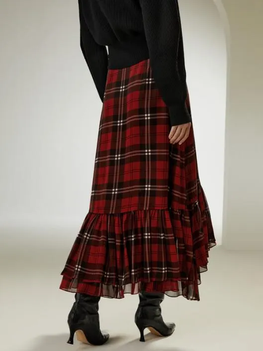 Ruffled Georgette Wrap Dress Women Lilysilk Bottoms
