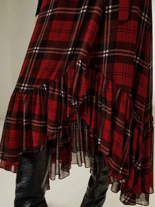 Ruffled Georgette Wrap Dress Women Lilysilk Bottoms