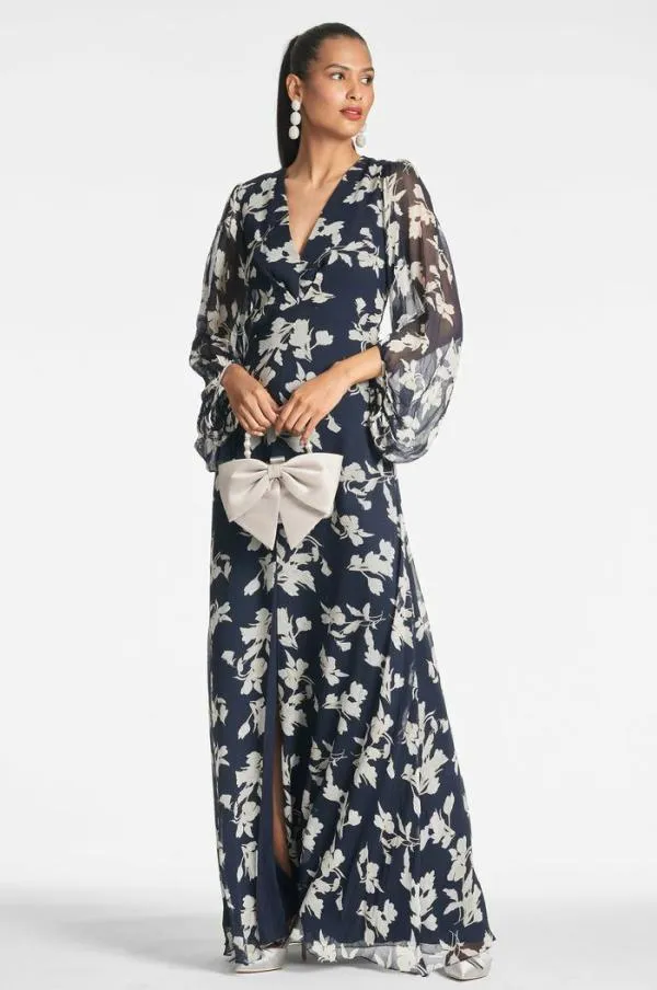Sachin and Babi Jenny Gown 8211 Navy Venetia Petal Navy Venetia Petal Women Plus Sizes