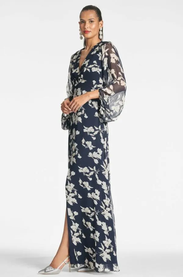 Sachin and Babi Jenny Gown 8211 Navy Venetia Petal Navy Venetia Petal Women Plus Sizes
