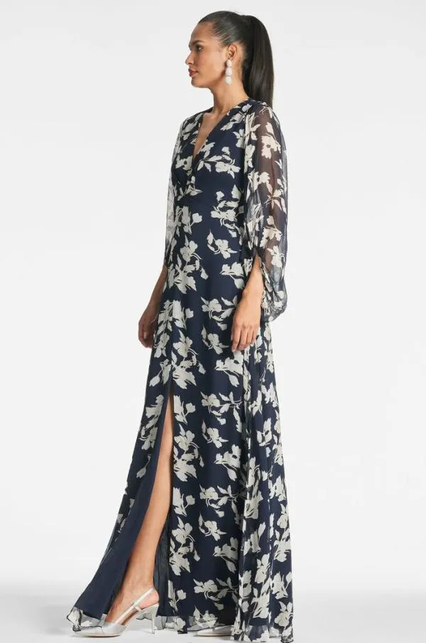 Sachin and Babi Jenny Gown 8211 Navy Venetia Petal Navy Venetia Petal Women Plus Sizes