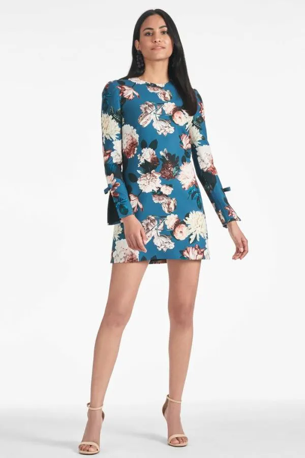 Sachin and Babi Lily Dress 8211 Teal Garden Crepe Mini Dress Teal Garden Women Sheath