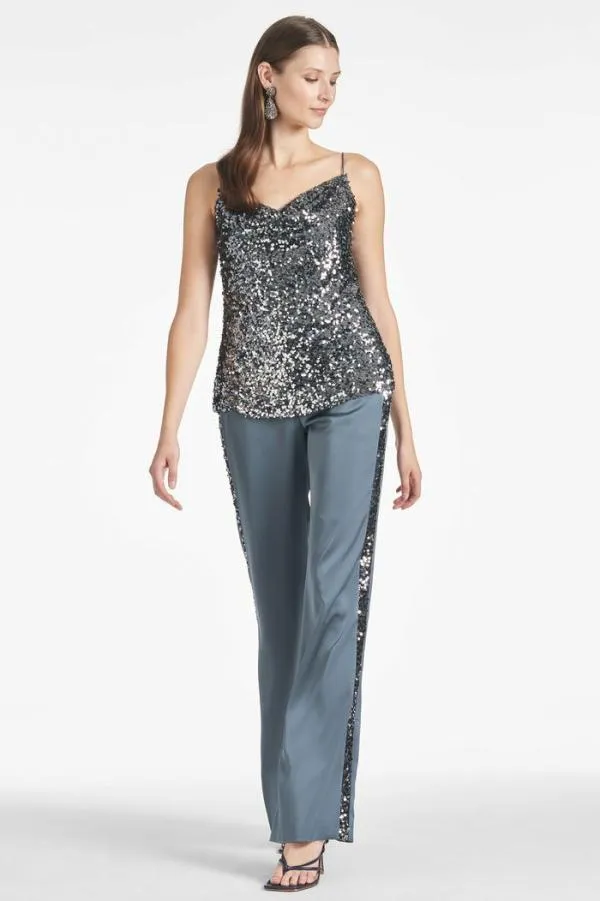 Sachin and Babi Tuxedo Sequin Alli Pant 8211 Gunmetal Gunmetal Women Matching Sets