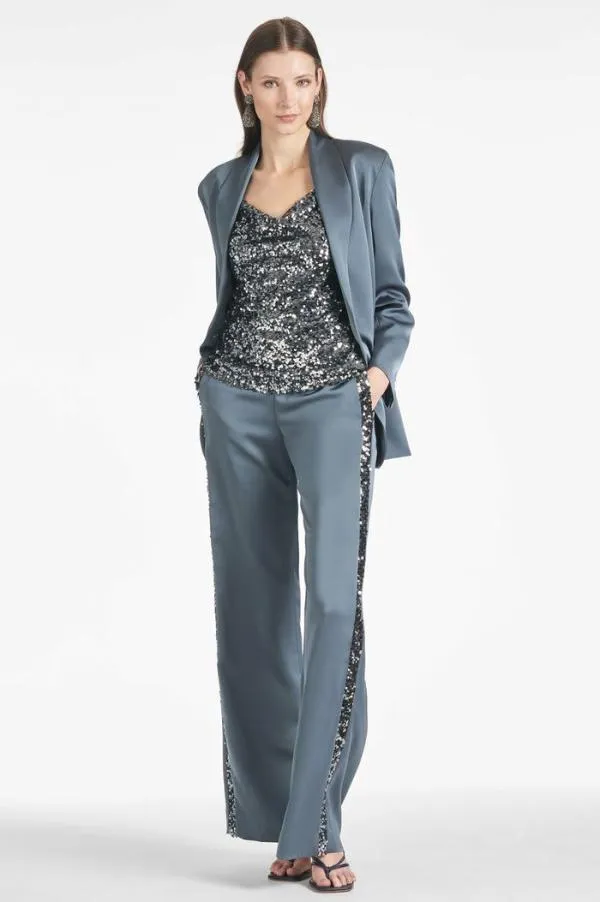 Sachin and Babi Tuxedo Sequin Alli Pant 8211 Gunmetal Gunmetal Women Matching Sets