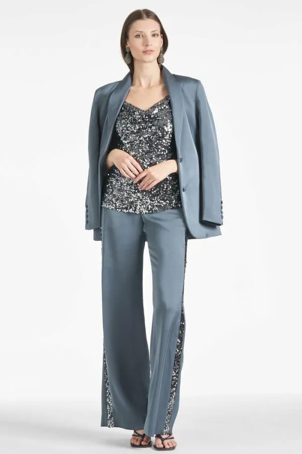 Sachin and Babi Tuxedo Sequin Alli Pant 8211 Gunmetal Gunmetal Women Matching Sets
