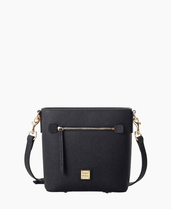 Saffiano Small Zip Crossbody Black Woman Dooney and Bourke Crossbodies