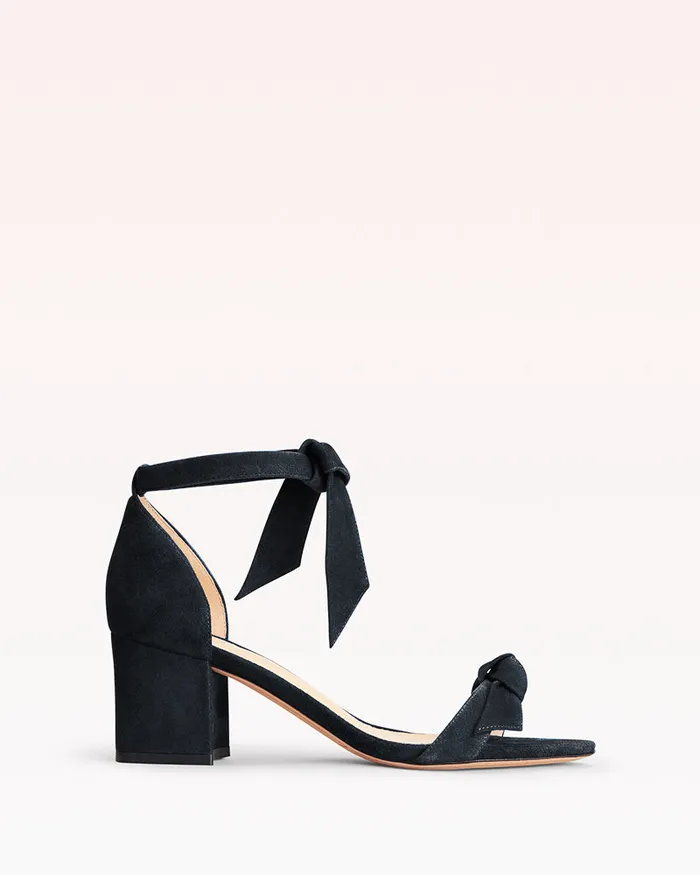 Sandals Women Alexandre Birman Designer Sandals For 8211 Clarita Bow Tie Block Heel Sandal In Suede Alexandre Birman Black