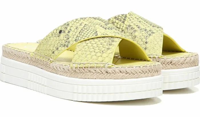 Sandals Women Franco Sarto Franco Barb Platform Slide Sandal Citron Leather