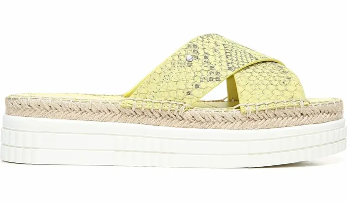 Sandals Women Franco Sarto Franco Barb Platform Slide Sandal Citron Leather
