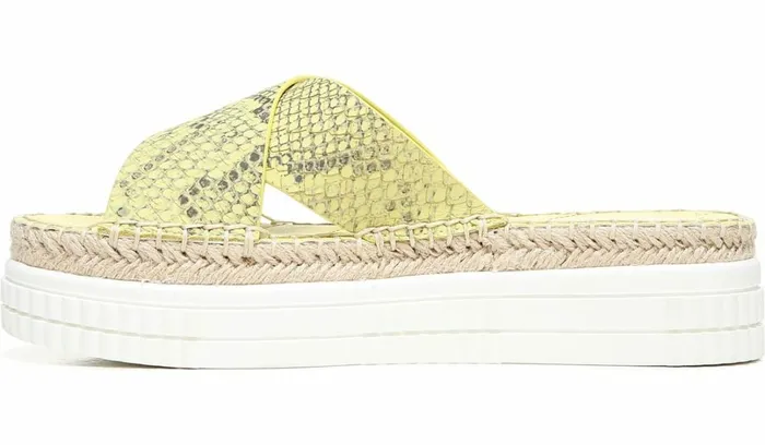 Sandals Women Franco Sarto Franco Barb Platform Slide Sandal Citron Leather