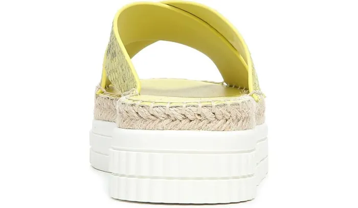 Sandals Women Franco Sarto Franco Barb Platform Slide Sandal Citron Leather