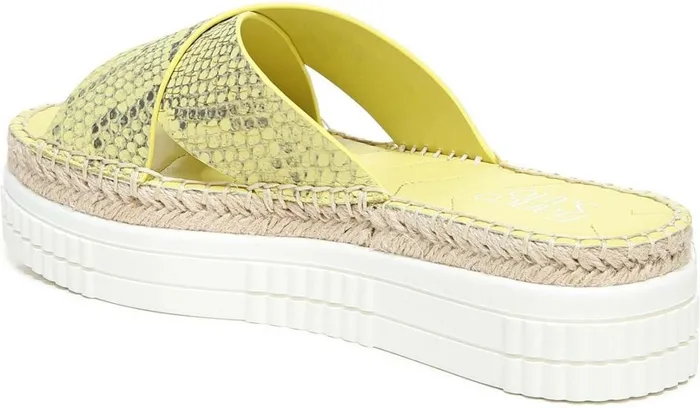 Sandals Women Franco Sarto Franco Barb Platform Slide Sandal Citron Leather