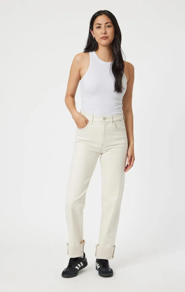 Savannah Cuffed Straight Leg In Natural Ecru Denim Women Mavi Jeans Denim