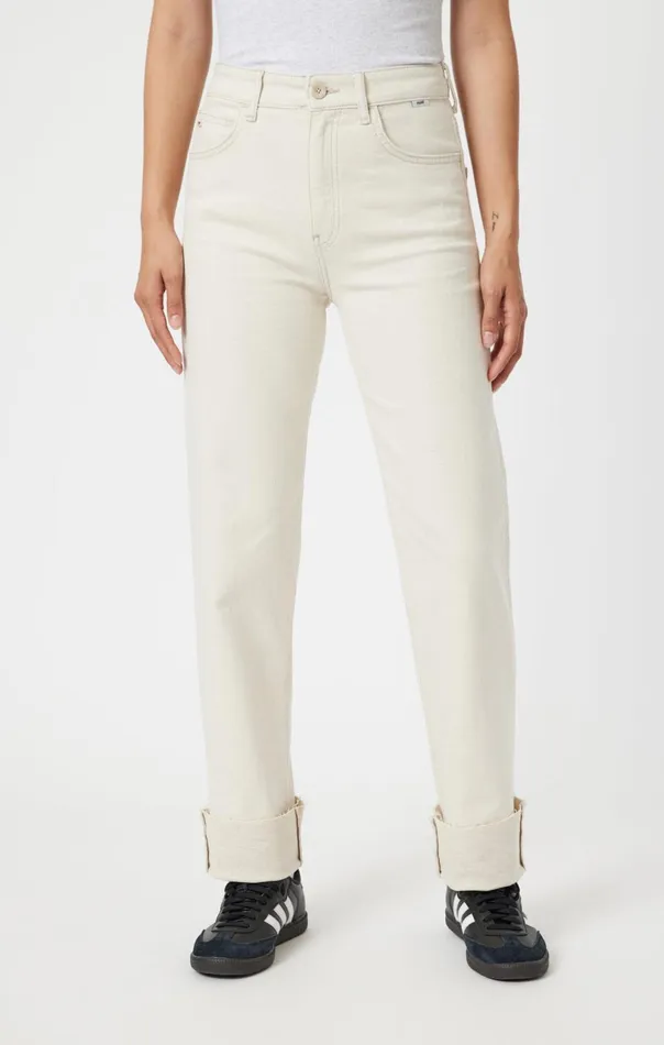 Savannah Cuffed Straight Leg In Natural Ecru Denim Women Mavi Jeans Denim