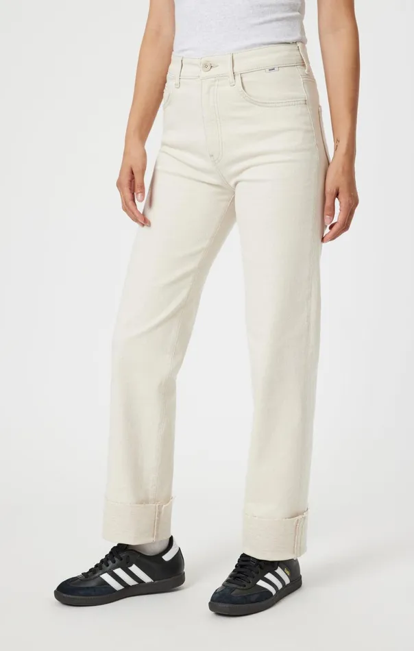 Savannah Cuffed Straight Leg In Natural Ecru Denim Women Mavi Jeans Denim
