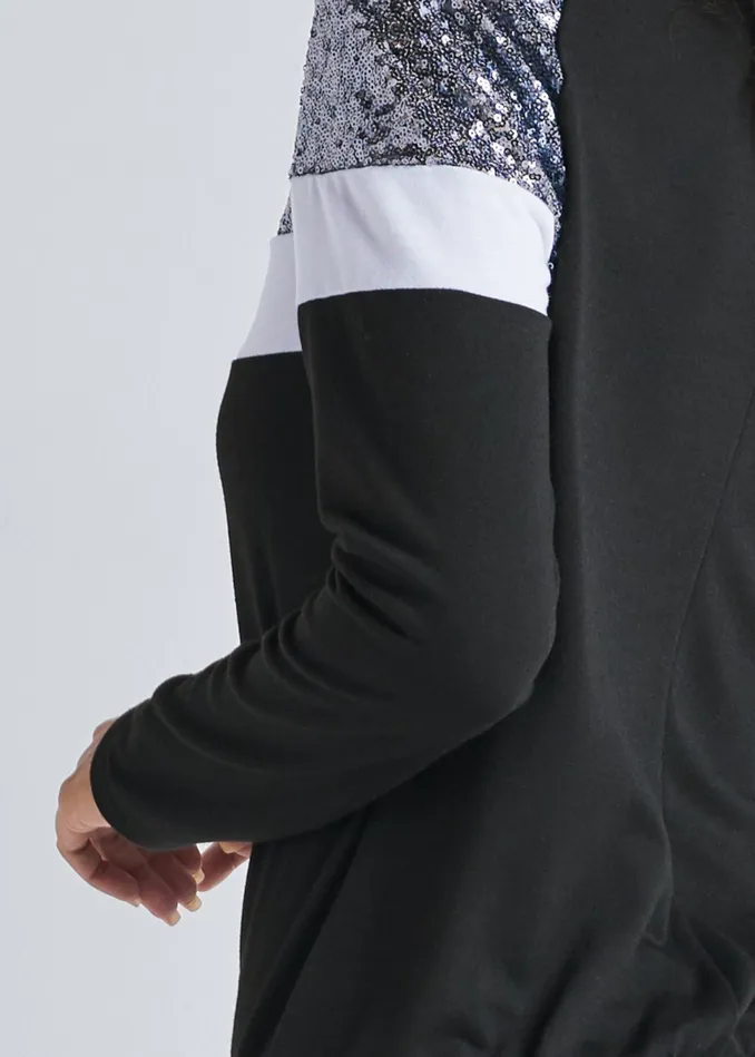 SEQUIN COLOR BLOCK TOP Black Multi Women VENUS Tops