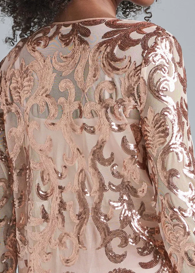 SEQUIN MESH LONG JACKET Pink Women VENUS Jackets