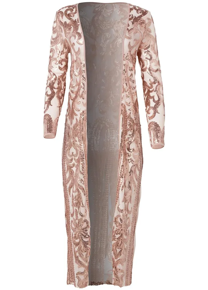 SEQUIN MESH LONG JACKET Pink Women VENUS Jackets