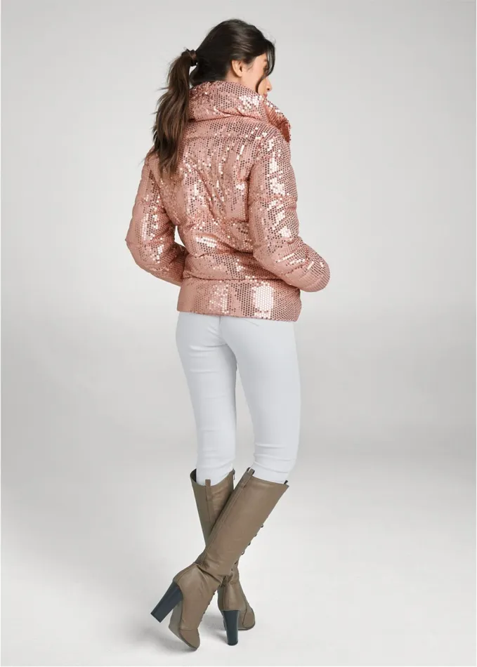 SEQUIN PUFFER JACKET Rose Gold Women VENUS Jackets