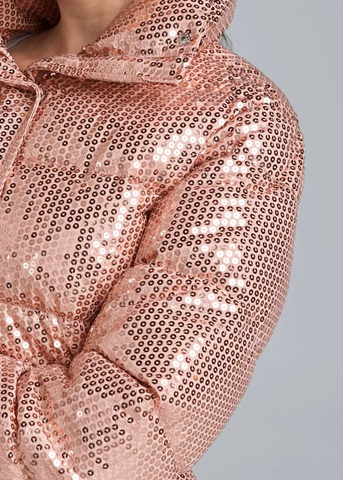 SEQUIN PUFFER JACKET Rose Gold Women VENUS Jackets