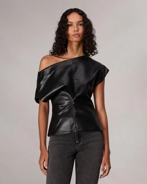 Shirts and Tops Women Rag and Bone Eleanor Faux Leather Top Black