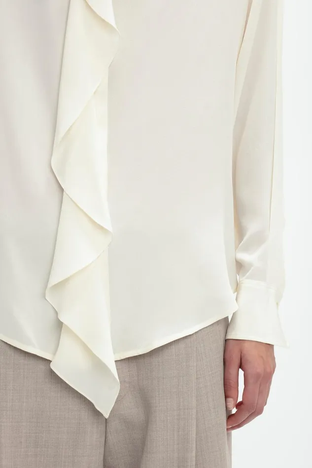 Shirts and Tops Women Victoria Beckham Asymmetric Ruffle Blouse In Ivory