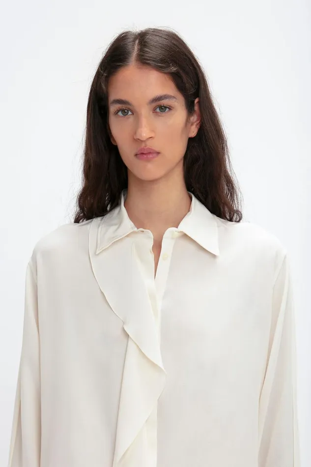 Shirts and Tops Women Victoria Beckham Asymmetric Ruffle Blouse In Ivory