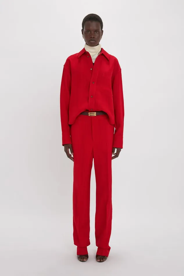 Shirts and Tops Women Victoria Beckham Cropped Long Sleeve Shirt In Carmine