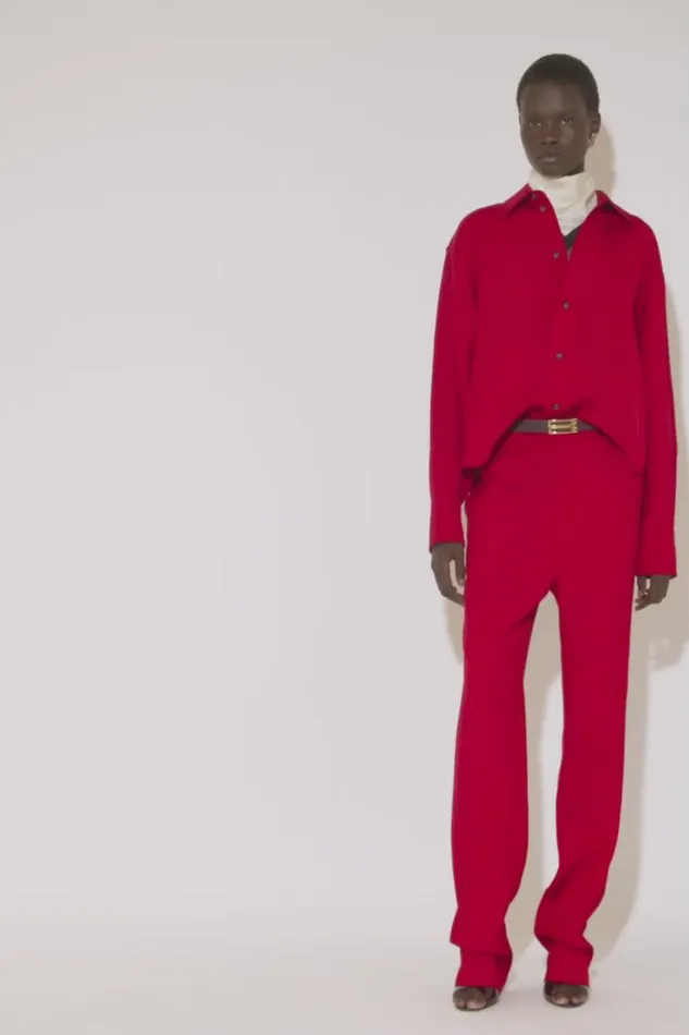 Shirts and Tops Women Victoria Beckham Cropped Long Sleeve Shirt In Carmine