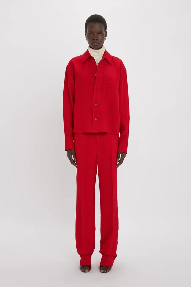 Shirts and Tops Women Victoria Beckham Cropped Long Sleeve Shirt In Carmine