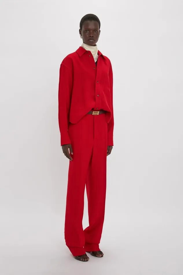 Shirts and Tops Women Victoria Beckham Cropped Long Sleeve Shirt In Carmine