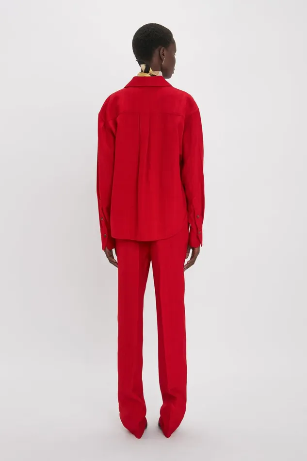 Shirts and Tops Women Victoria Beckham Cropped Long Sleeve Shirt In Carmine