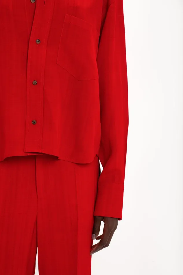 Shirts and Tops Women Victoria Beckham Cropped Long Sleeve Shirt In Carmine