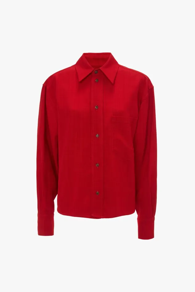 Shirts and Tops Women Victoria Beckham Cropped Long Sleeve Shirt In Carmine