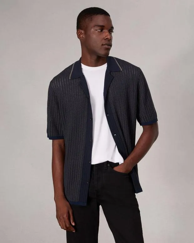 Shirts Men Rag and Bone Harvey Knit Camp Shirt Salute
