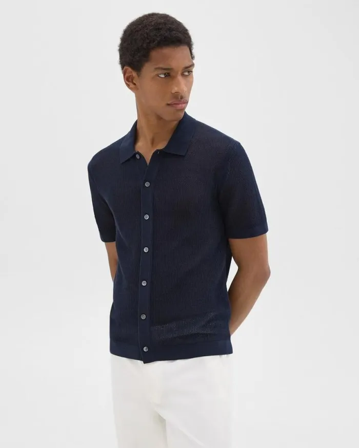 Shirts Men Theory Cairn ShortSleeve Shirt In Cotton Baltic