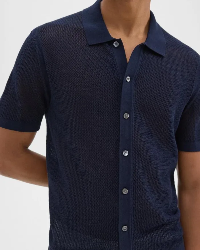 Shirts Men Theory Cairn ShortSleeve Shirt In Cotton Baltic