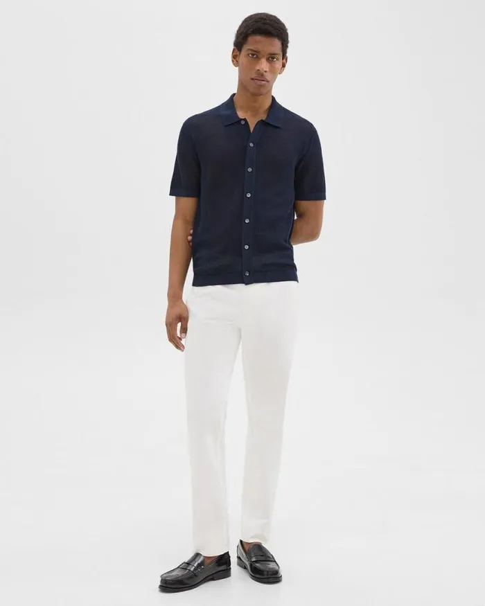 Shirts Men Theory Cairn ShortSleeve Shirt In Cotton Baltic
