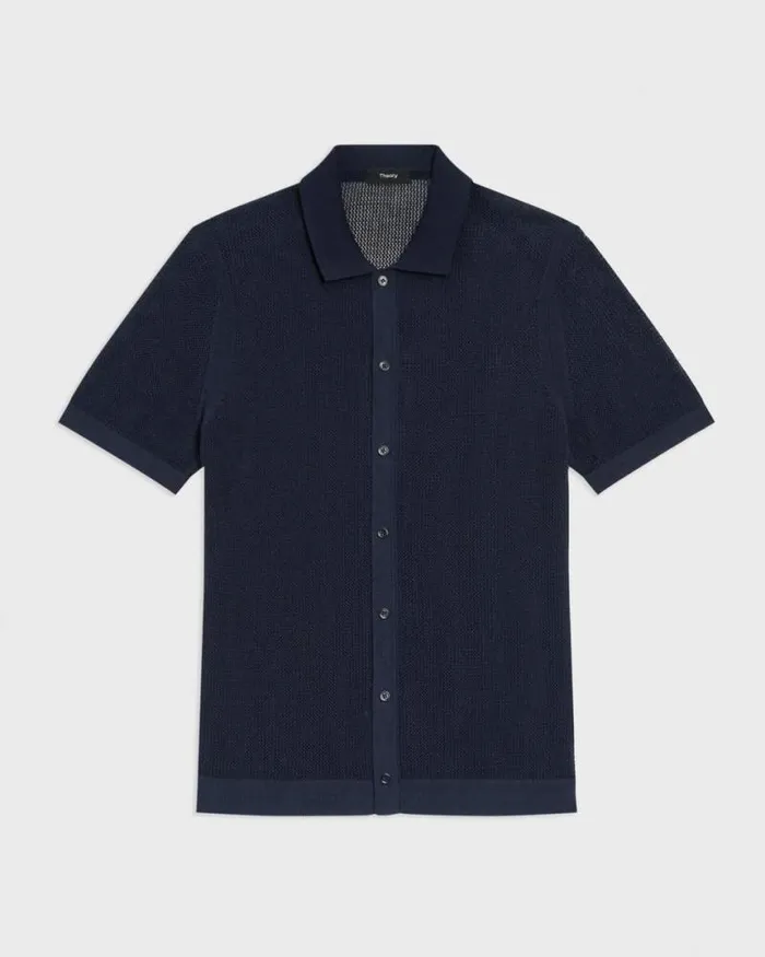 Shirts Men Theory Cairn ShortSleeve Shirt In Cotton Baltic