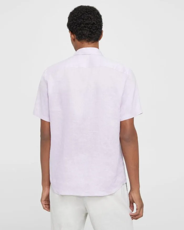 Shirts Men Theory Irving ShortSleeve Shirt In Relaxed Linen Misty Haze Shirts Men Theory Irving ShortSleeve Shirt In Relaxed Linen Misty Haze