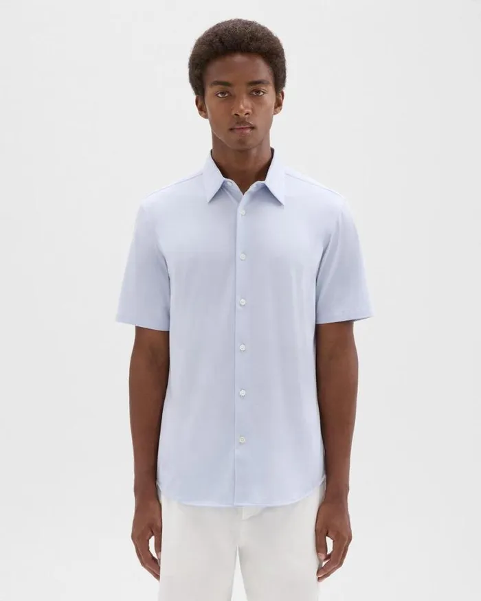Shirts Men Theory Irving ShortSleeve Shirt In Structure Knit Olympic