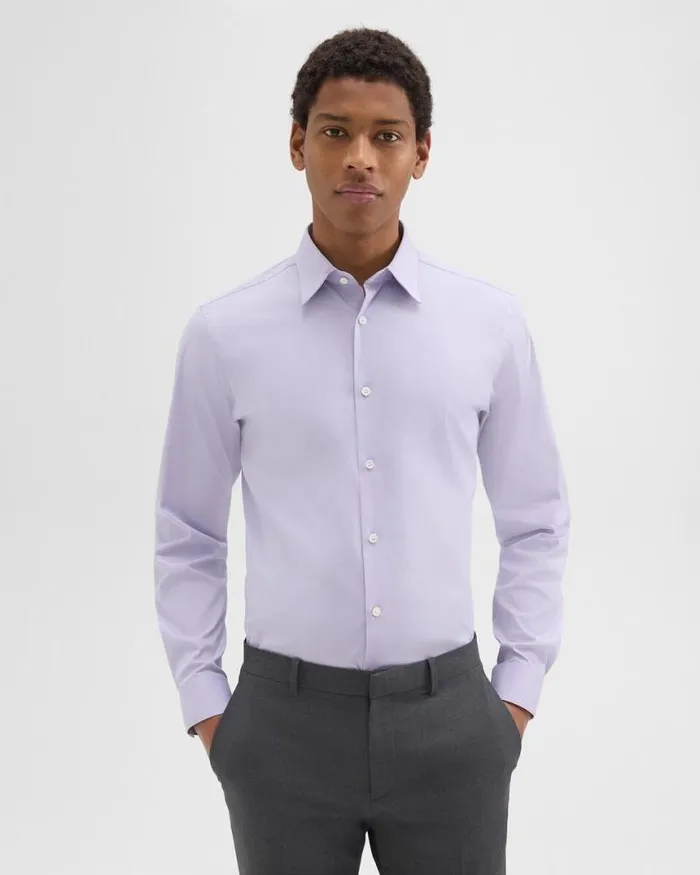 Shirts Men Theory Sylvain Shirt In Good Cotton Soft Iris